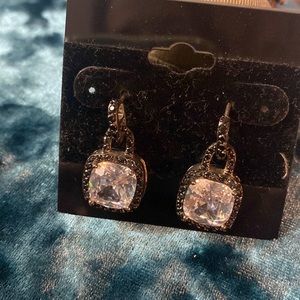 Gorgeous beveled Cz Earrings with black rhinestones